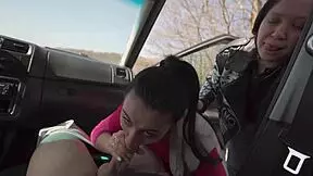 Public blowjob turn by turn during the car trip
