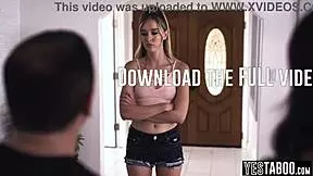 busty milf and hubby punish teen neighbor with double penetration