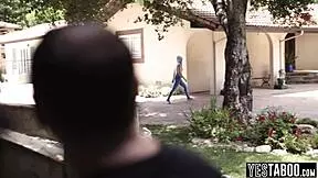 busty milf and hubby punish teen neighbor with double penetration