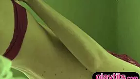 Skinny Italian MILF strips to reveal perky small tits