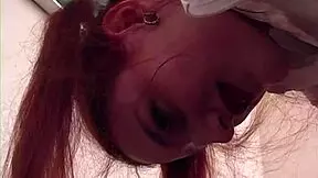 Shawndelle strips in school uniform, exposes hairy pussy, gets paddled.