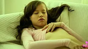 Lynn Strips Naked And Rams A Glass Dildo Deep In Her Dripping Cunt