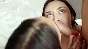 Hot threesome with lucky guy and group.