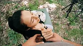 Pov bts freeuse jerking on ponytail brunette during meditation for huge facial.