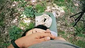 Pov bts freeuse jerking on ponytail brunette during meditation for huge facial.