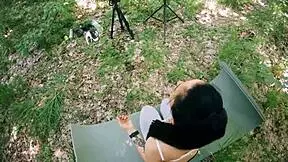 Pov bts freeuse jerking on ponytail brunette during meditation for huge facial.