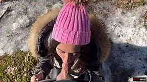 I Let A Stranger Cum In My Pussy In A Winter Snowy Forest - Creampie
