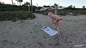 Curvy German girl picked up at beach. Seduced to anal DP POV fuck by old guy.