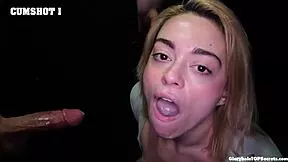 Sophia insane drains 12 cumshots at gloryhole