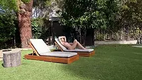 Slutty British Stepsis Sunbathes Naked And Sucks Cock With Lily Phillips