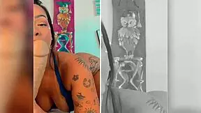 An oriental VIP indulges in intense masturbation with a massive dildo, her body trembling in pleasure.