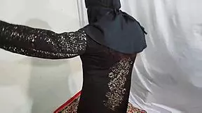 Arabic Sexy Hot Girl Dancing Erotically Wearing Black Hijab In Home, Desi Indian Slut Amrozia Moving Boobs And Ass Dancing To Arabic Music.