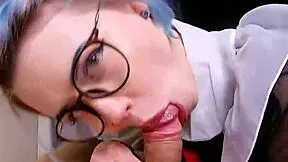 Neon Haired Doll in Glasses Learns Anal Lesson and Gets Cum Inside