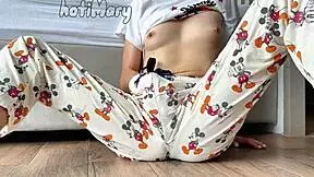 Horny Petite Girl In Pajama Masturbating To Squirt Orgasm?