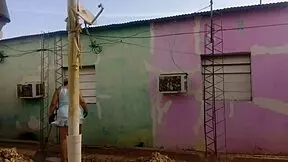 my neighbor can't resist staring at my huge ass in this short dress