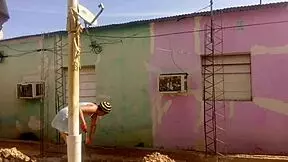 my neighbor can't resist staring at my huge ass in this short dress