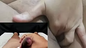 i caught my wife masturbating with her toy and jerked off for her