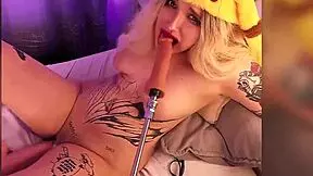 PASSIONATE SEX OF A BLONDE COSPLAYER WITH TWO DILDO!!