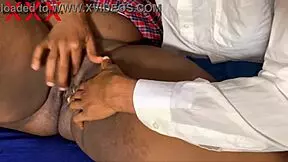 African senior student meets classmate feeling aroused during study hours