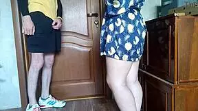 the mature milf seduces the virgin courier and makes him cum