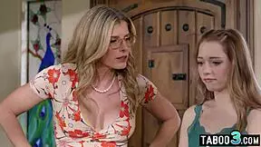 Shocked milf stepmother cory chase devouring her teen stepdaughters pussy