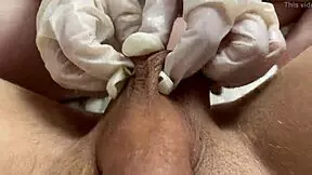 Awesome ball massage from russian teen 18+ in latex gloves pov