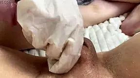 Awesome ball massage from russian teen 18+ in latex gloves pov