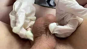 Awesome ball massage from russian teen 18+ in latex gloves pov