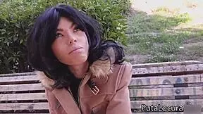 Dayana, the sexy spanish teen, accepts torbe's challenge and swallows his cum in a caught moment.