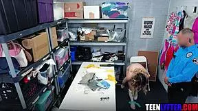Tiny Teen Shoplifter Strip Searched And Fucked