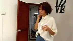 Tiny Latina teen cutie sucks big cock POV in sloppy blowjob