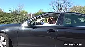 Sexy hitchhiker swallows cum from old grandfather outdoors