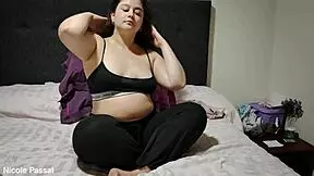 Nicole overeats and gets fucked doggystyle, her big ass shaking in the bedroom!