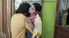 indian college girl comes to private room with boyfriend