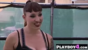 Petite sexy blonde milf spanked her big ass before dirty games in lingerie