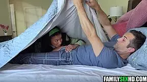 Sneaky stepdaughter blows and fucks stepdad