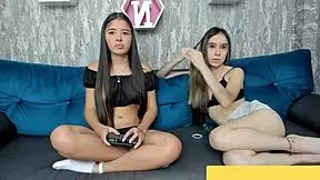 Stepsisters are sucking each other's boobs passionately