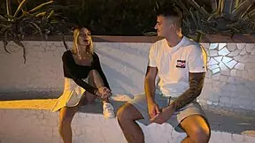 I take a walk along the sea and a stranger notices that I am not wearing panties in this outdoor video