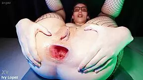 Brunette teen gapes asshole with eggplant toy, farting hard.