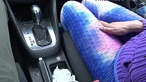 Stepmother gropes stepson's big cock in car