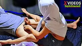 Punishing the boarding house owner for late payment with fingering, handjob, and a messy cumshot