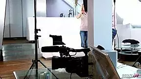 Blonde Fit Model Endures Intense Double Cum Release During Rough Model Job Session.