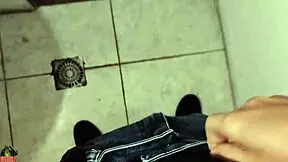 Guy jerks off in the bathroom