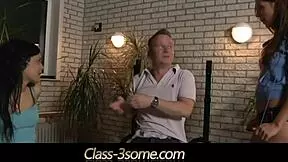 Teen beauties Angel Rivas and Miho Lechter engage in hot threesome action