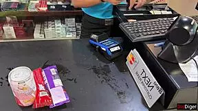 Is that cum on her face in the supermarket? Watch the outdoor blowjob tease unfold