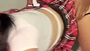 I am a sexy Mexican in schoolgirl lingerie getting fucked hard in my bedroom.