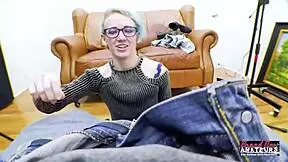 exotic nerdy coed raven's wet twat fingered and ass fucked