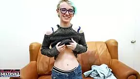 exotic nerdy coed raven's wet twat fingered and ass fucked