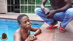 She takes big black cock after pool swim