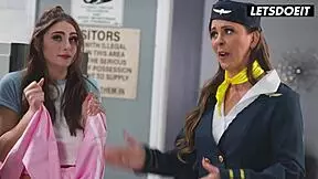 Tsa releases guilty teen 18+ but flight attendant punishes her with lesbian sex - a girl knows